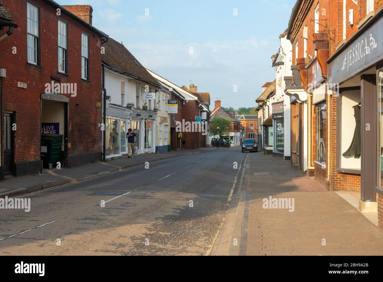 Nearly deserted High Street ot what would normally be a busy ime of day on a Friday evening, Coronavirus outbreak, 2020, UK Stock Photo