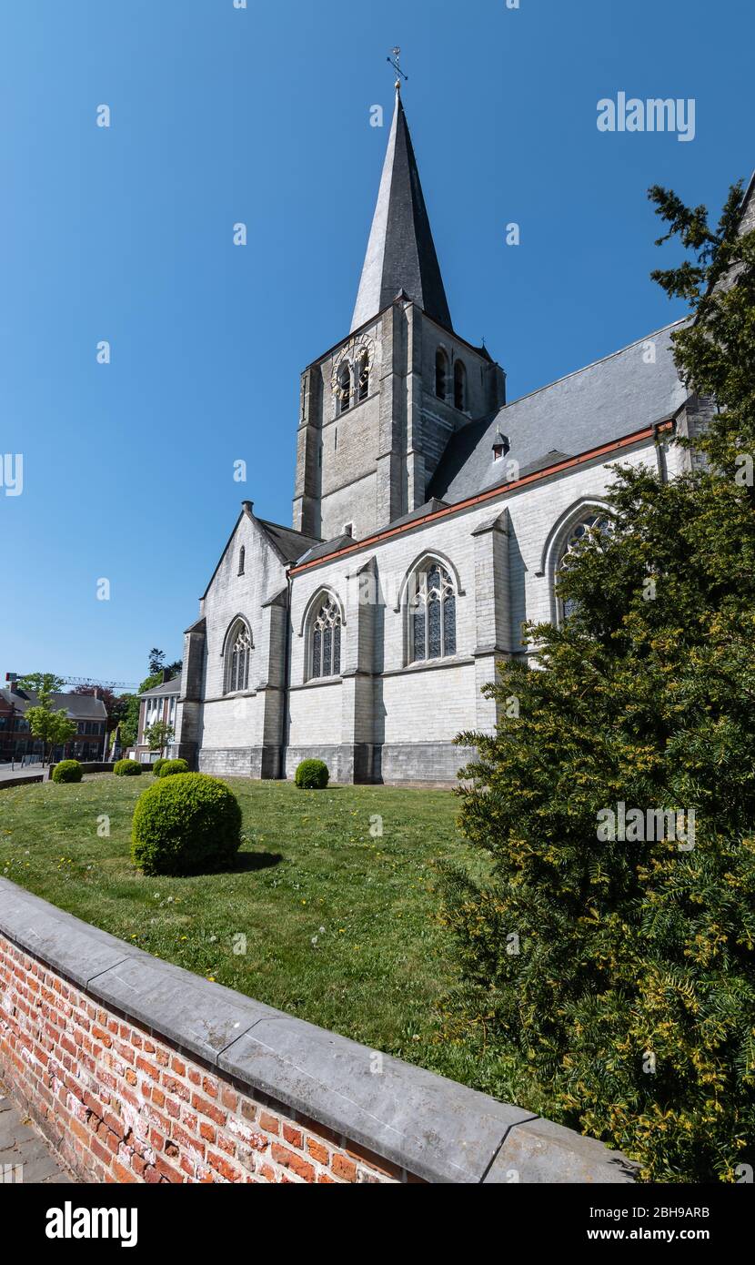 Church of St Lambertus in town centre of Heist-op-den-Berg, Belgium. Beautiful protected monument on top of the hill. Stock Photo