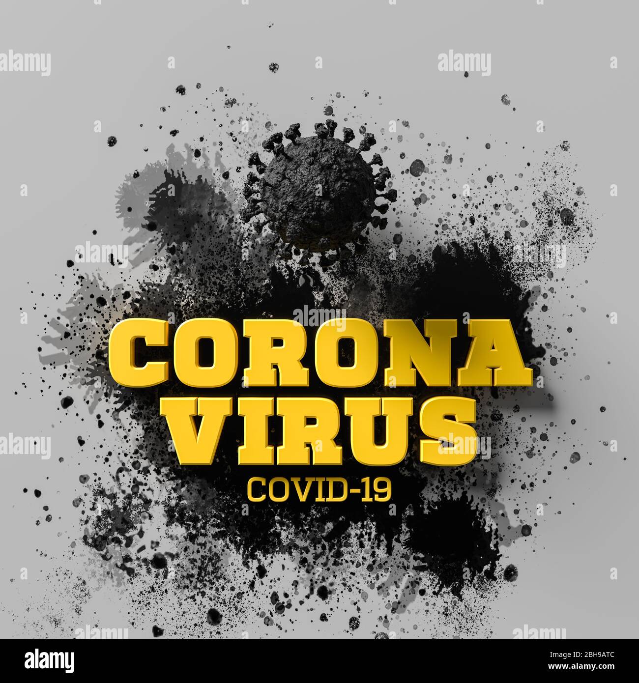 Coronavirus 2019-nCov novel coronavirus outbreak concept background. Microscopic view of floating influenza virus cells. 3D illustration. Stock Photo