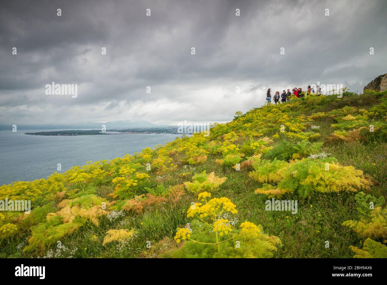 Armenia, Sevan, Lake Sevan from Sevanavank Peninsula, with visitors, no releases Stock Photo