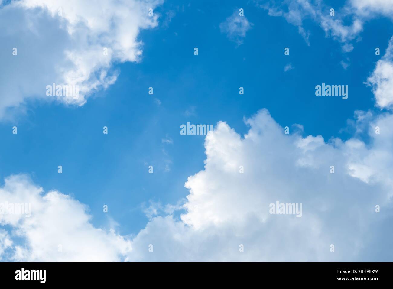 Blue sky, clouds texture, cloudscape background. Empty place, mockup with copy space Stock Photo