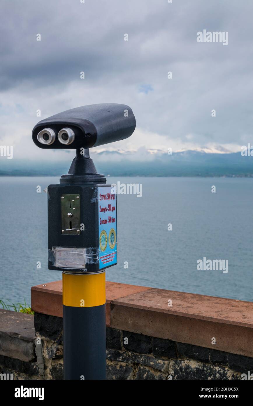 Armenia, Lake Sevan, Sevan, binoculars Stock Photo