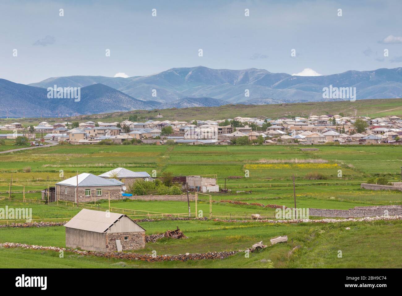 Armenia, Lake Sevan, Noratus, high angle village view Stock Photo