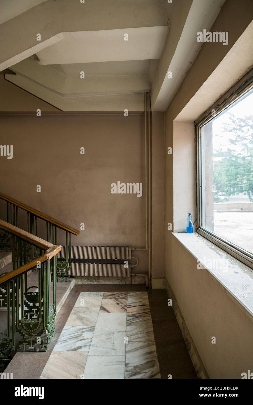 Armenia, Yeghegnadzor, Soviet-era Hotel Gladzor, staircase, ER Stock ...
