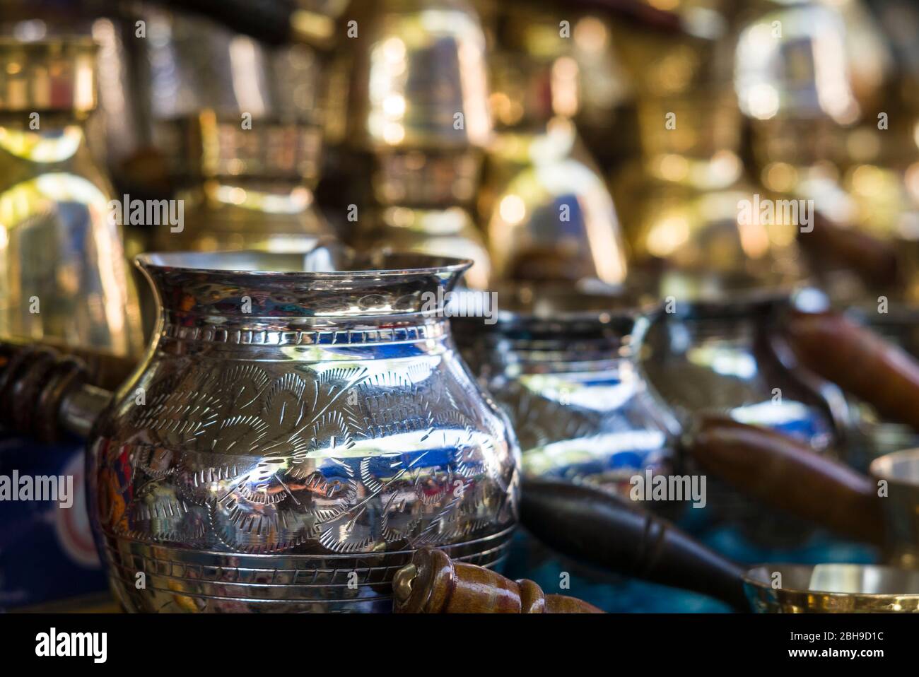 Armenia, Yerevan, Vernissage Market, traditional coffee makers Stock Photo