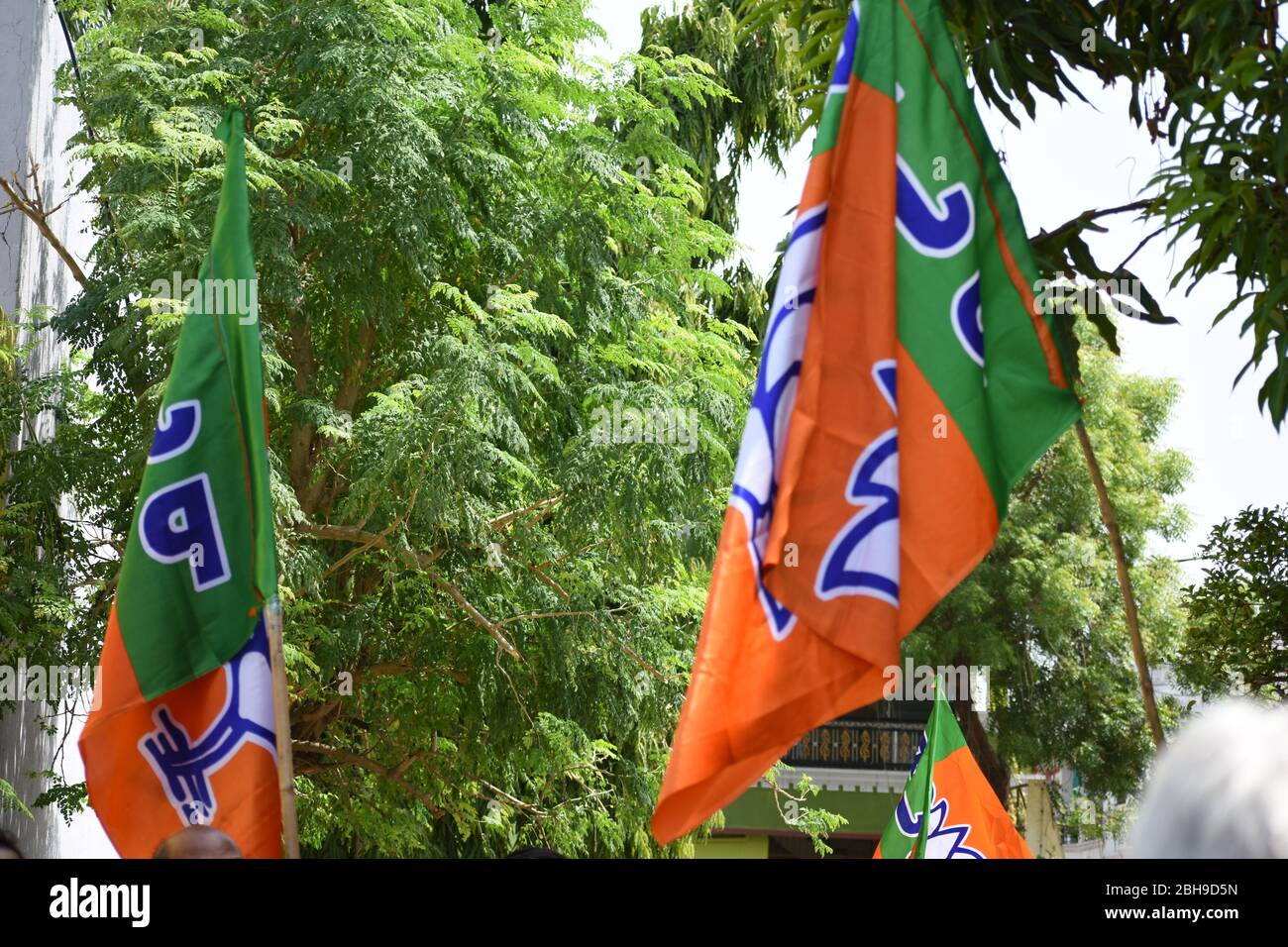 Bharatiya Janta Party BJP Flag Bhopal India Stock Photo