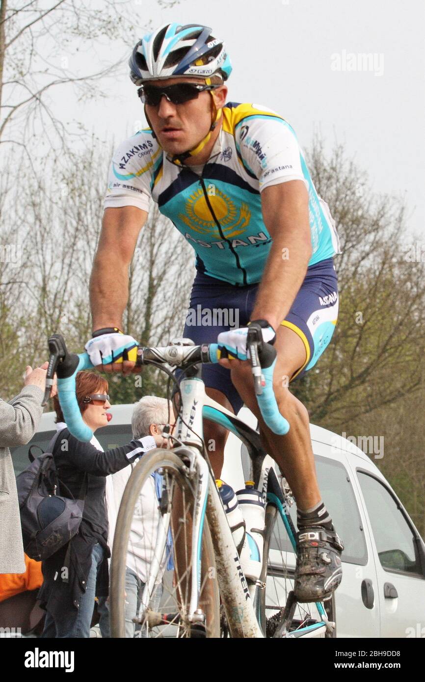 Yaroslav Popovych of Astana during the Paris Roubaix 2009, cycling race,  Carrefour de l'arbre on April 12, 2009 in Carrefour de l'Arbre France -  Photo Laurent Lairys / DPPI Stock Photo - Alamy