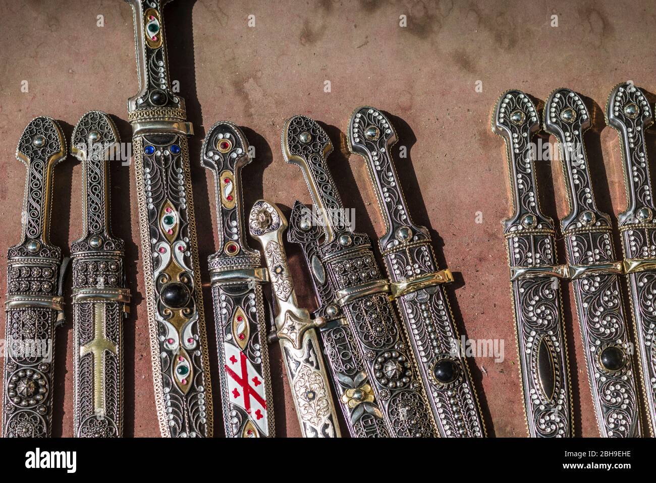 Georgia, Tbilisi, Rustaveli Avenue, souvenirs, traditional Georgian daggers Stock Photo