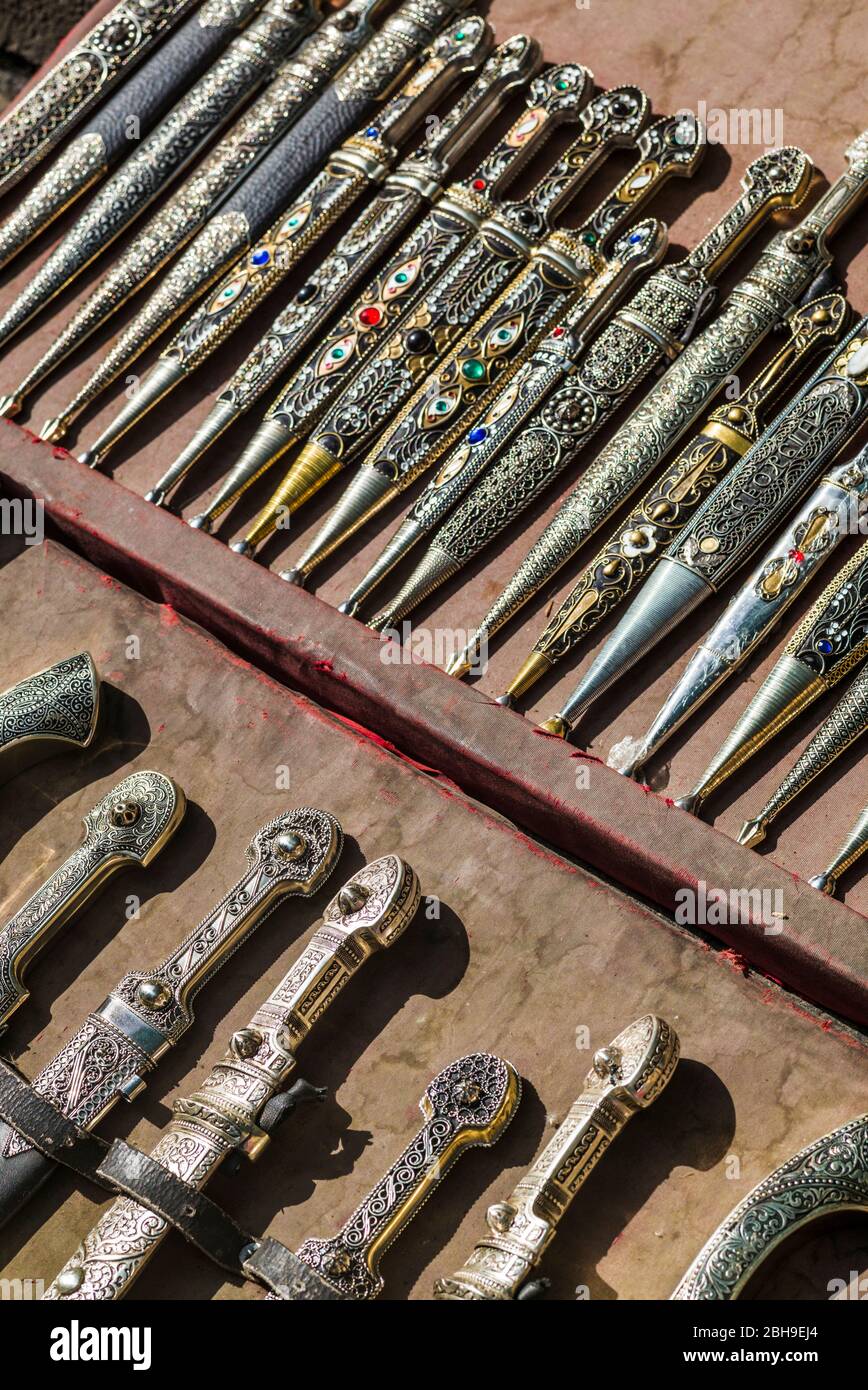 Georgia, Tbilisi, Rustaveli Avenue, souvenirs, traditional Georgian daggers Stock Photo