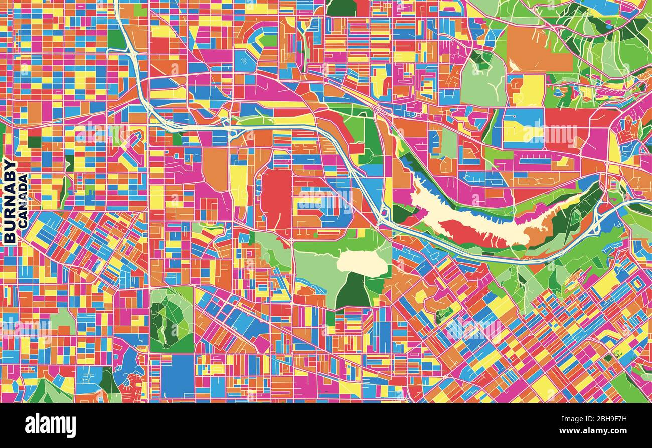 Map Of Burnaby Bc Colorful Vector Map Of Burnaby, British Columbia, Canada. Art Map Template  For Selfprinting Wall Art In Landscape Format Stock Vector Image & Art -  Alamy