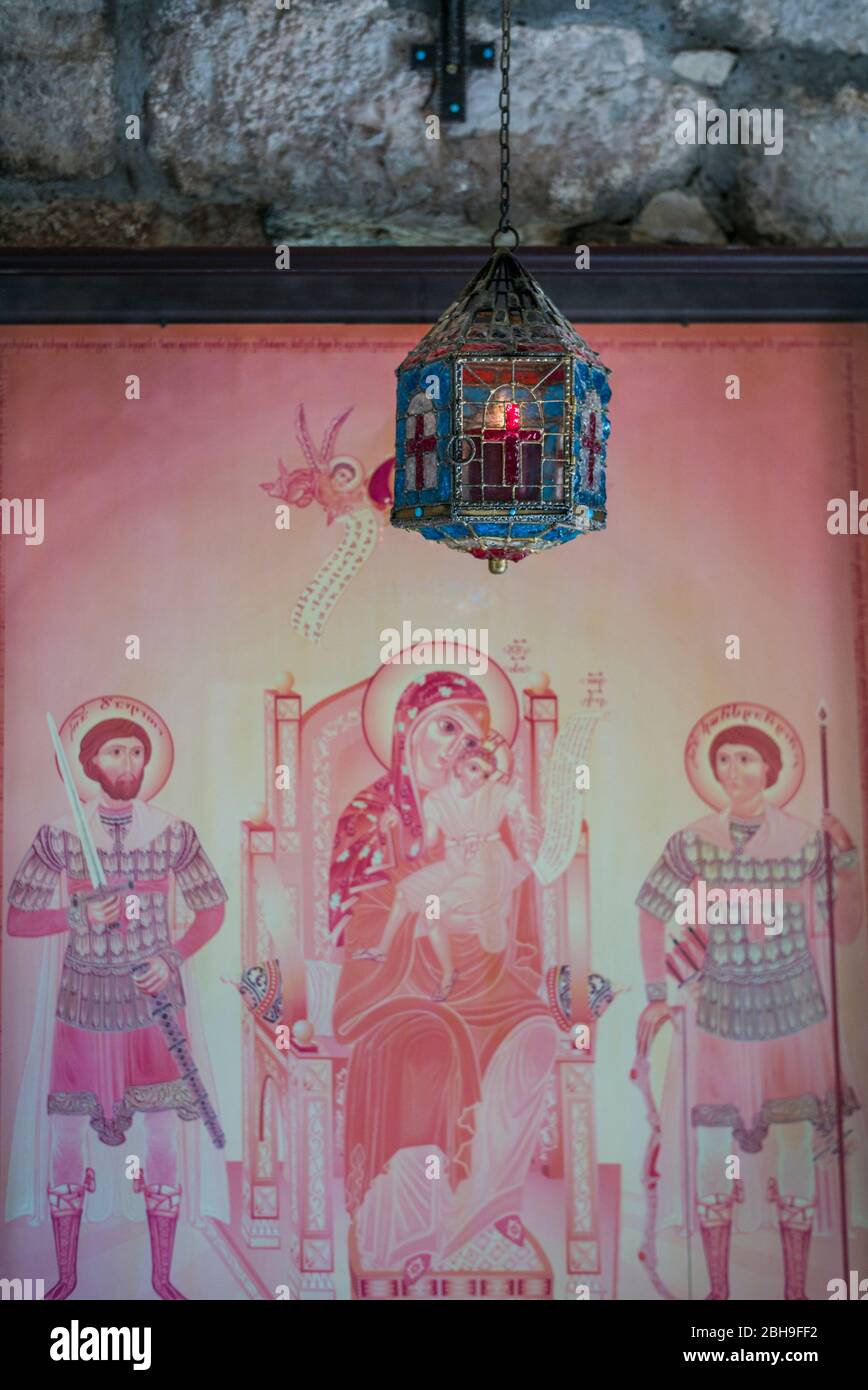 Georgia, Kutaisi, Motsameta Monastery, entrance frescoe Stock Photo