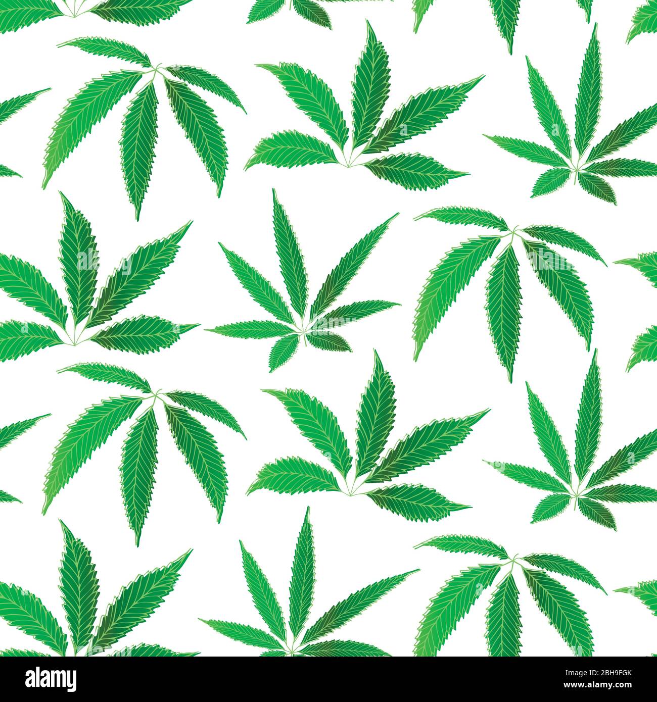 Cannabis Leaves Seamless Vector Pattern Background Hemp Foliage White Green Backdrop Painterly Line Art Botanical Marijuana Design All Over Print Stock Vector Image Art Alamy