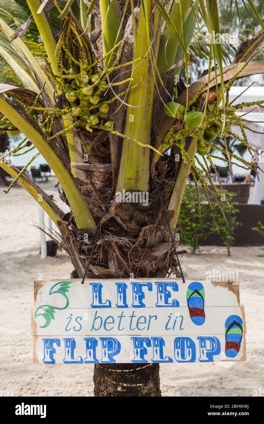 Cambodia, Sihanoukville, Otres Beach, Flip Flops sign Stock Photo