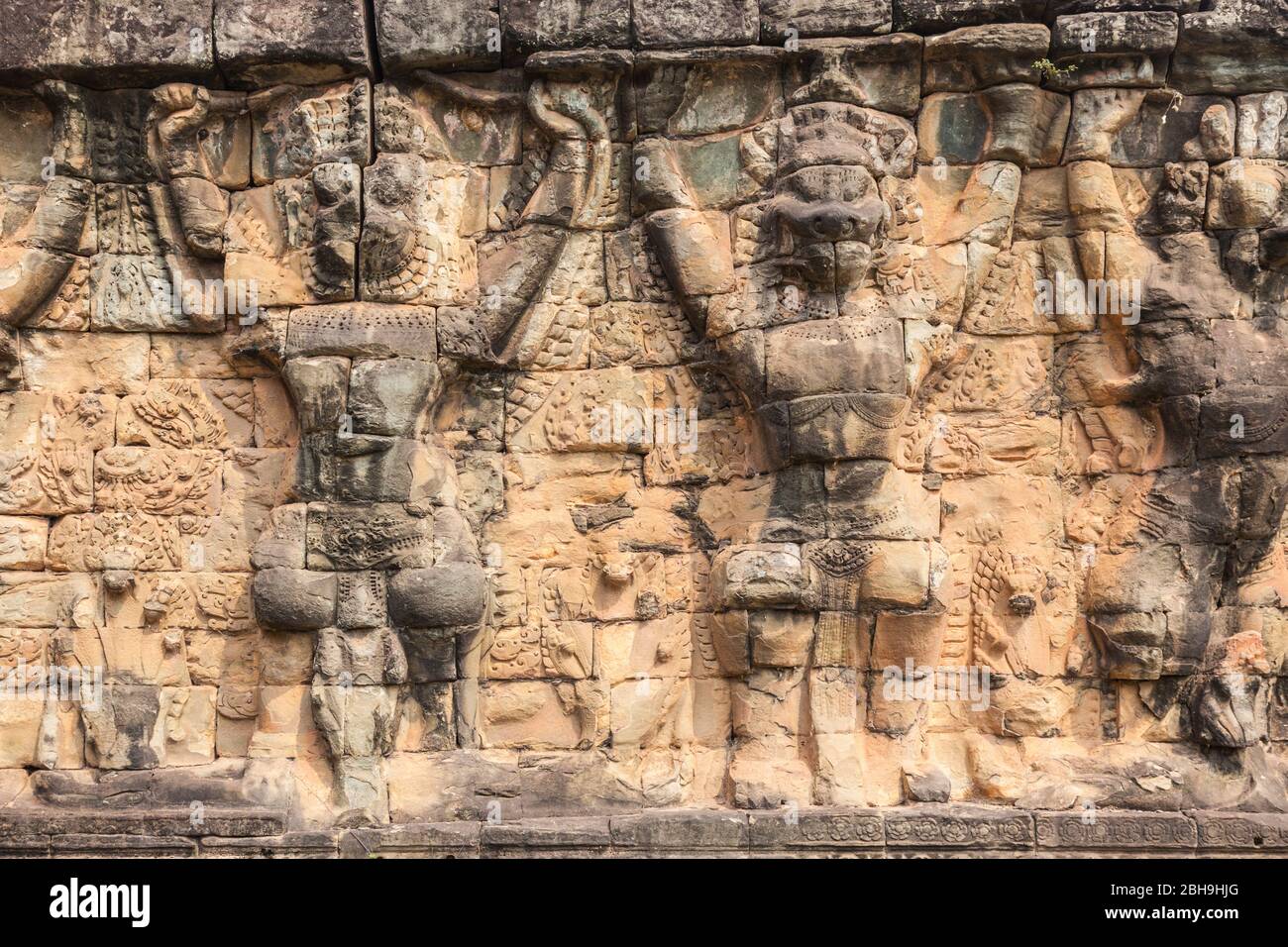 Cambodia, Angkor, Angkor Thom, Terrace of the Leper King Stock Photo