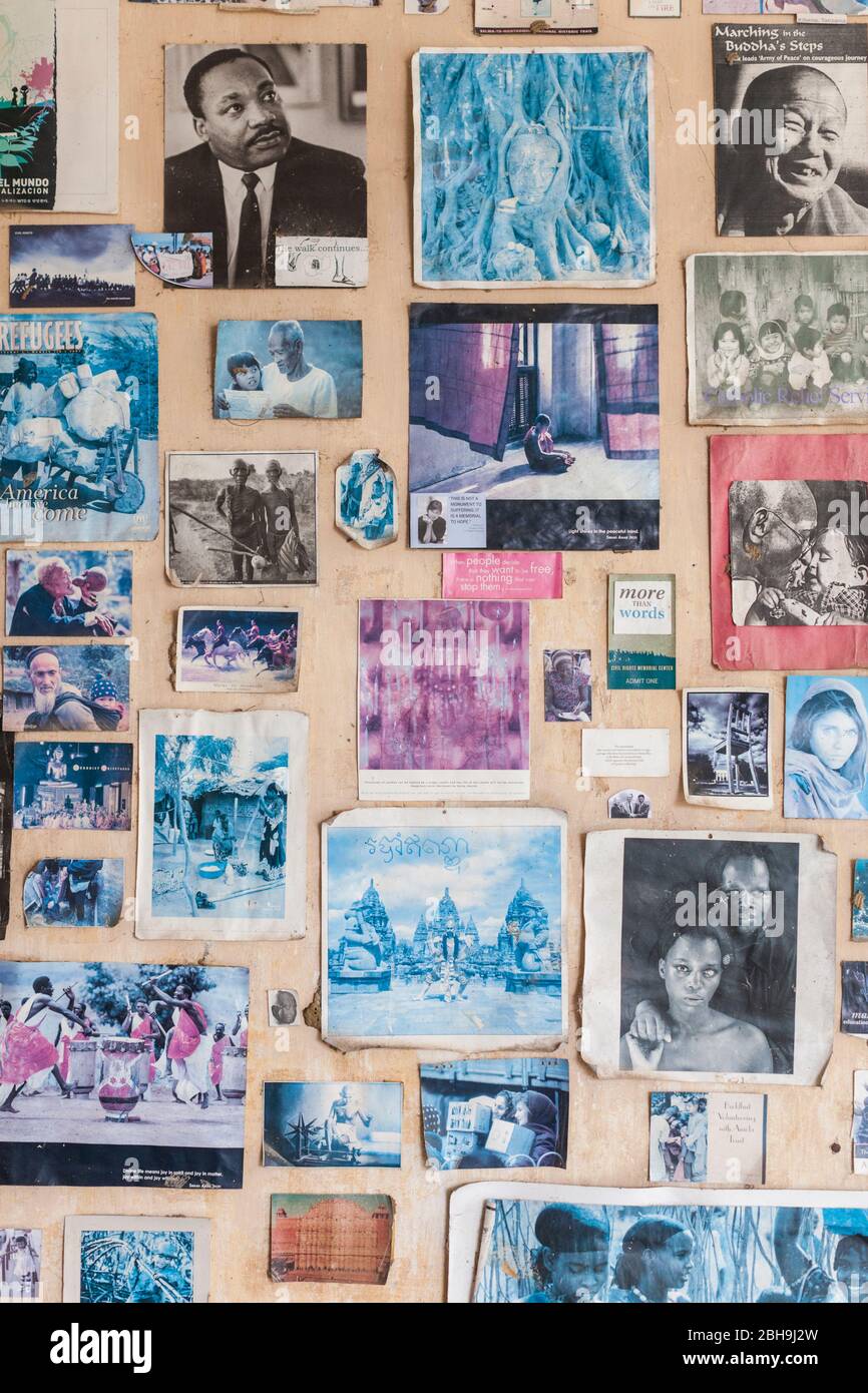 Cambodia, Battambang, Wat Kandal, The Peace Wall, temple detail Stock Photo