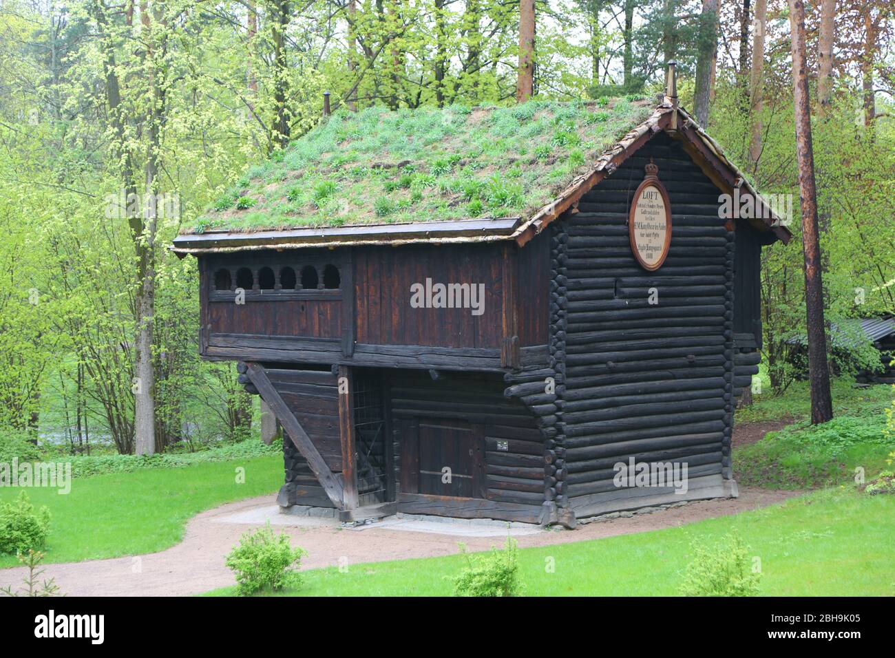 Old wooden building Open Air Museum Norway Stock Photo
