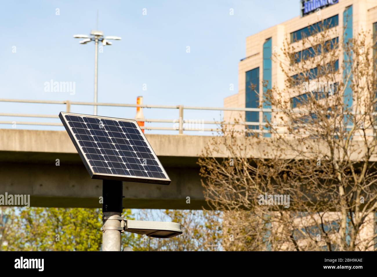 Solar panel for street lights in Glasgow. The increased of these