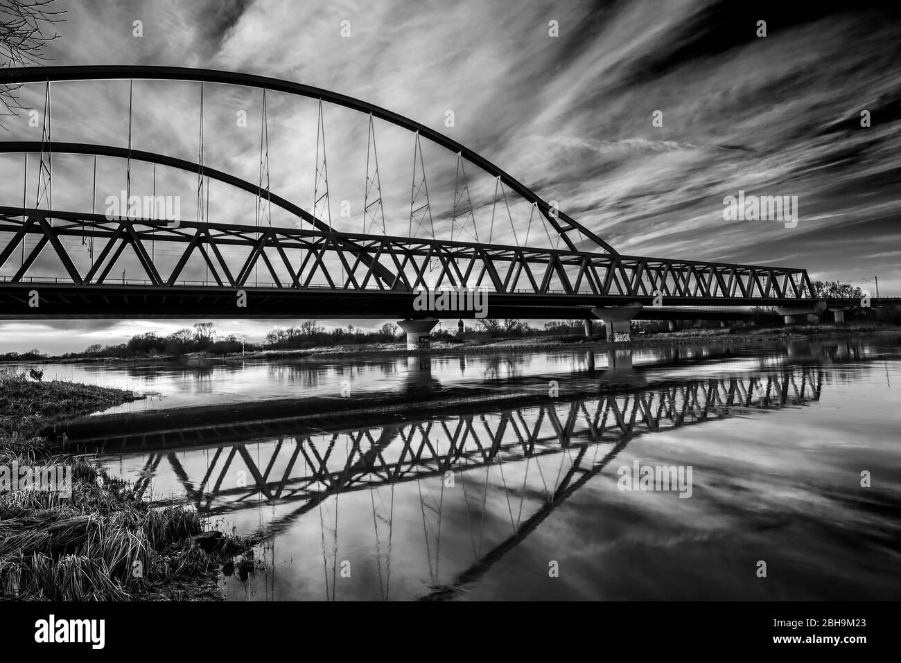 View of the bridges at lutherstadt wittenberg hires stock photography