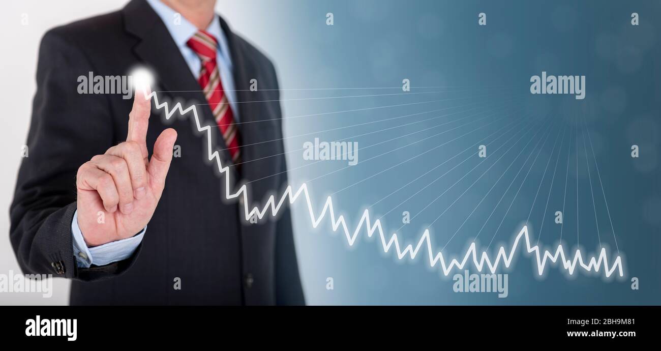 Geschäftsmann zeigt Erfolg mit Chart Stock Photo
