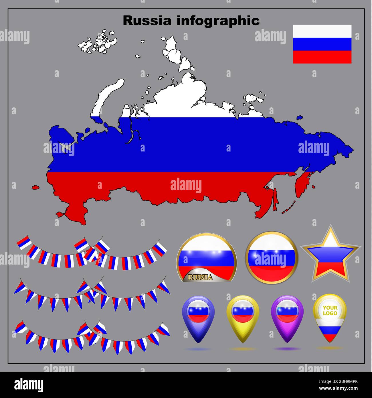 Russia Map Country Flag Background Illustration Stock Photo by ©iqoncept  647413300