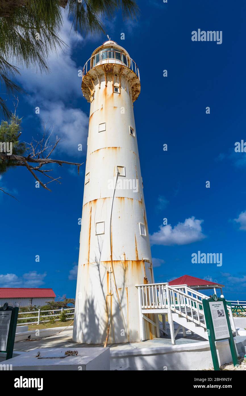 Historic Lighthouse, Grand Turk Island, Turks and Caicos Islands, Central America Stock Photo