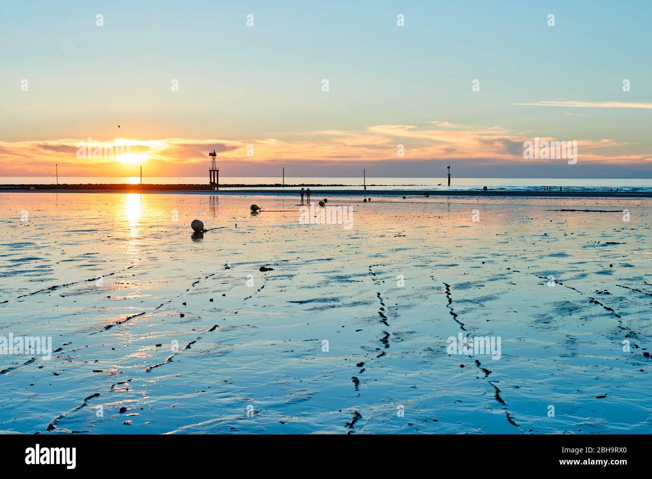 Sunset on the beach of Trouville, Normandy France Stock Photo