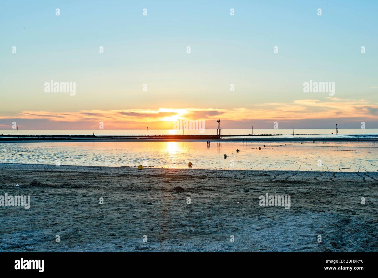 Sunset on the beach of Trouville, Normandy France Stock Photo