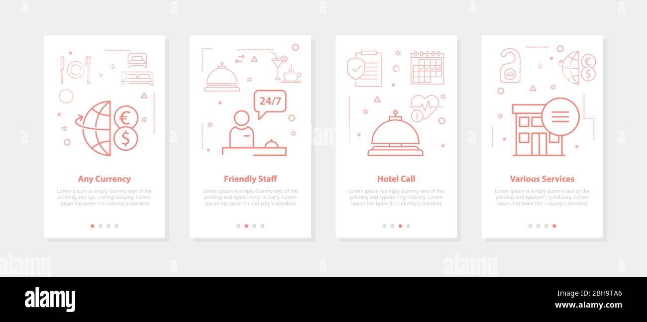 Vector four vertical mobile banners for hotel service - 02 Stock Vector