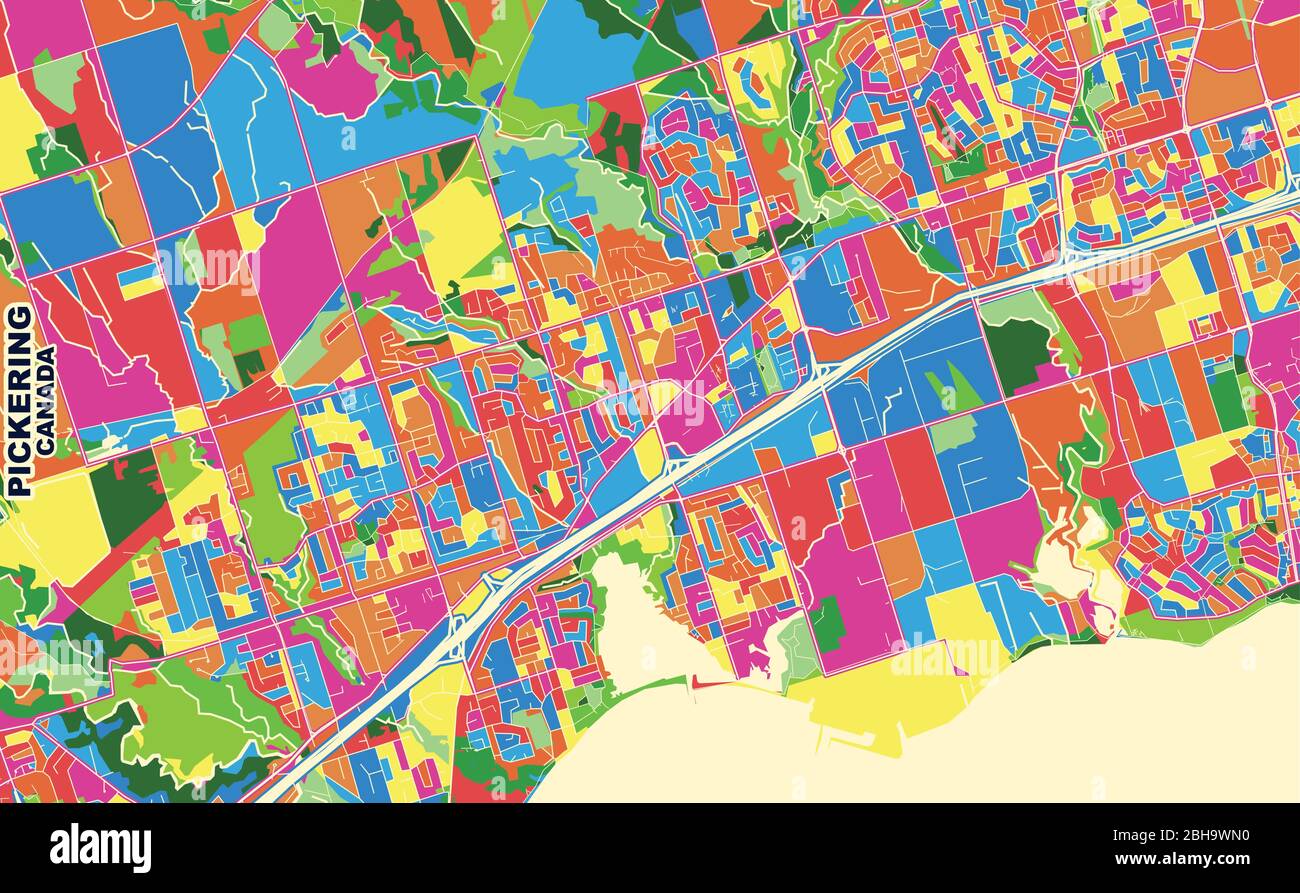City Of Pickering Zoning Map Colorful Vector Map Of Pickering, Ontario, Canada. Art Map Template For  Selfprinting Wall Art In Landscape Format Stock Vector Image & Art - Alamy