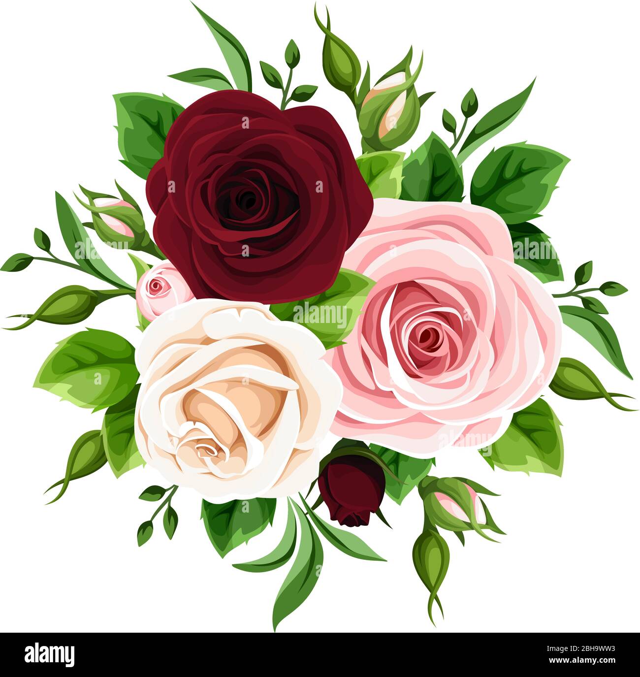 burgundy and white rose bouquet