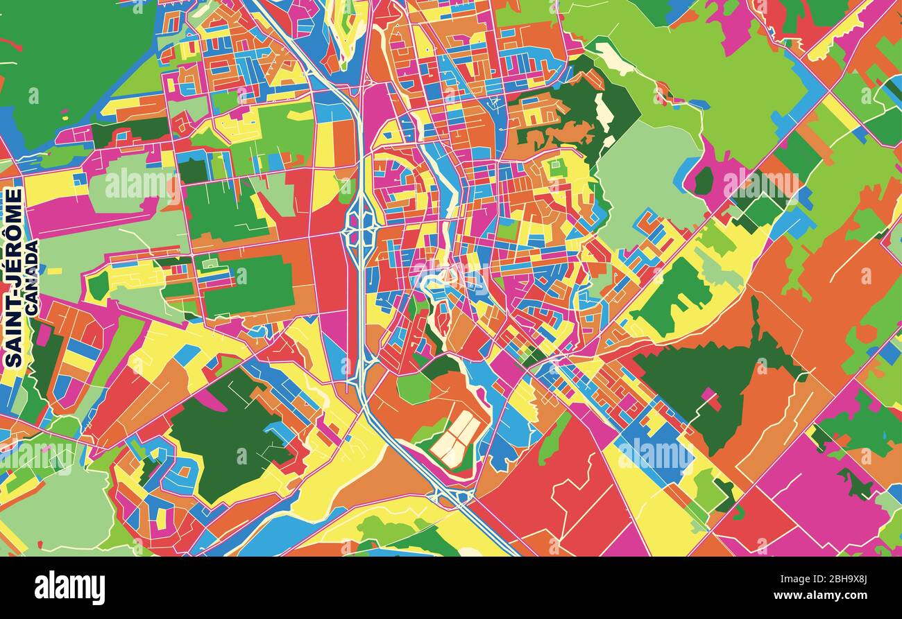 St Jerome Quebec Map Colorful Vector Map Of Saint-Jérôme, Quebec, Canada. Art Map Template For  Selfprinting Wall Art In Landscape Format Stock Vector Image & Art - Alamy