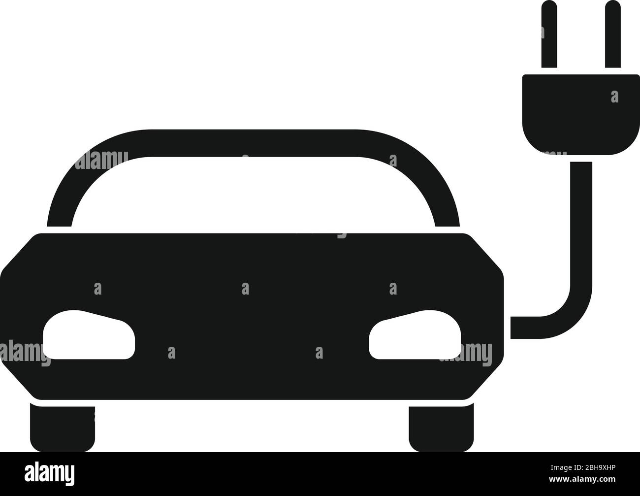 Solar energy hybrid car icon. Simple illustration of solar energy ...