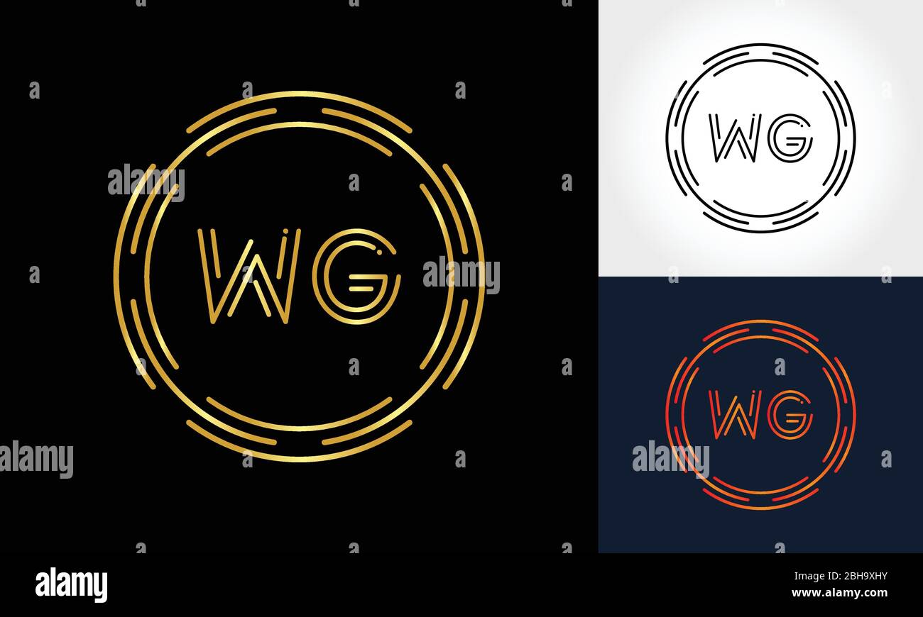 Creative Letter WG Logo Creative Typography Vector Template. Abstract Circle Letter WG Logo Design. Stock Vector