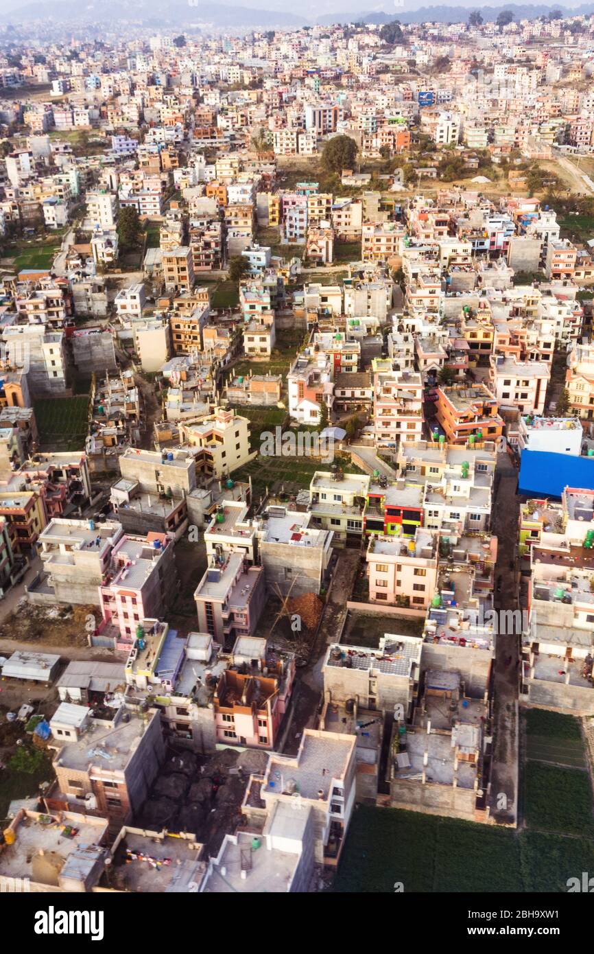 Kathmandu from above row of houses cityscape stock photo alamy