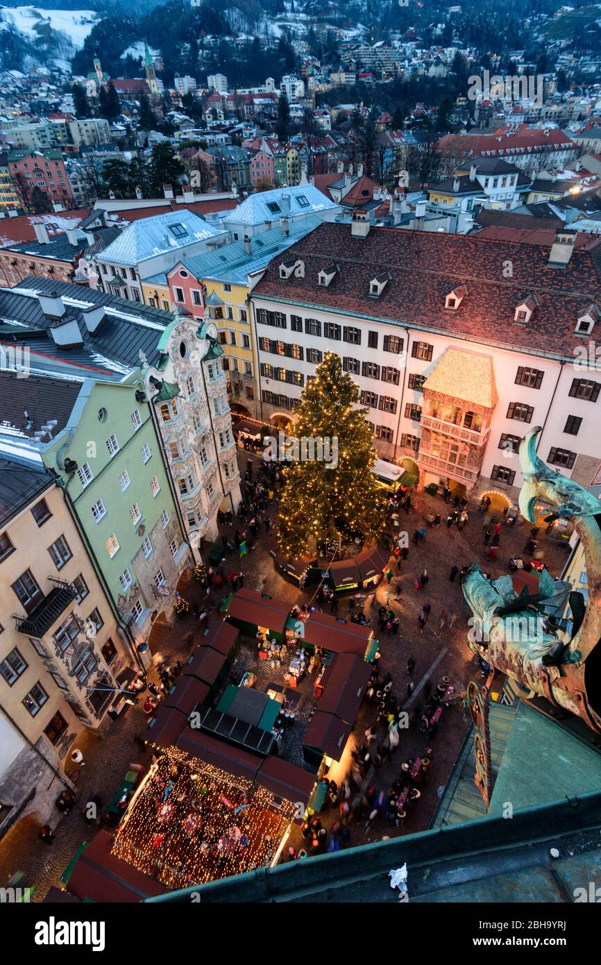 Innsbruck Christmas Market and Tree, Golden Roof (Golden Roof), street