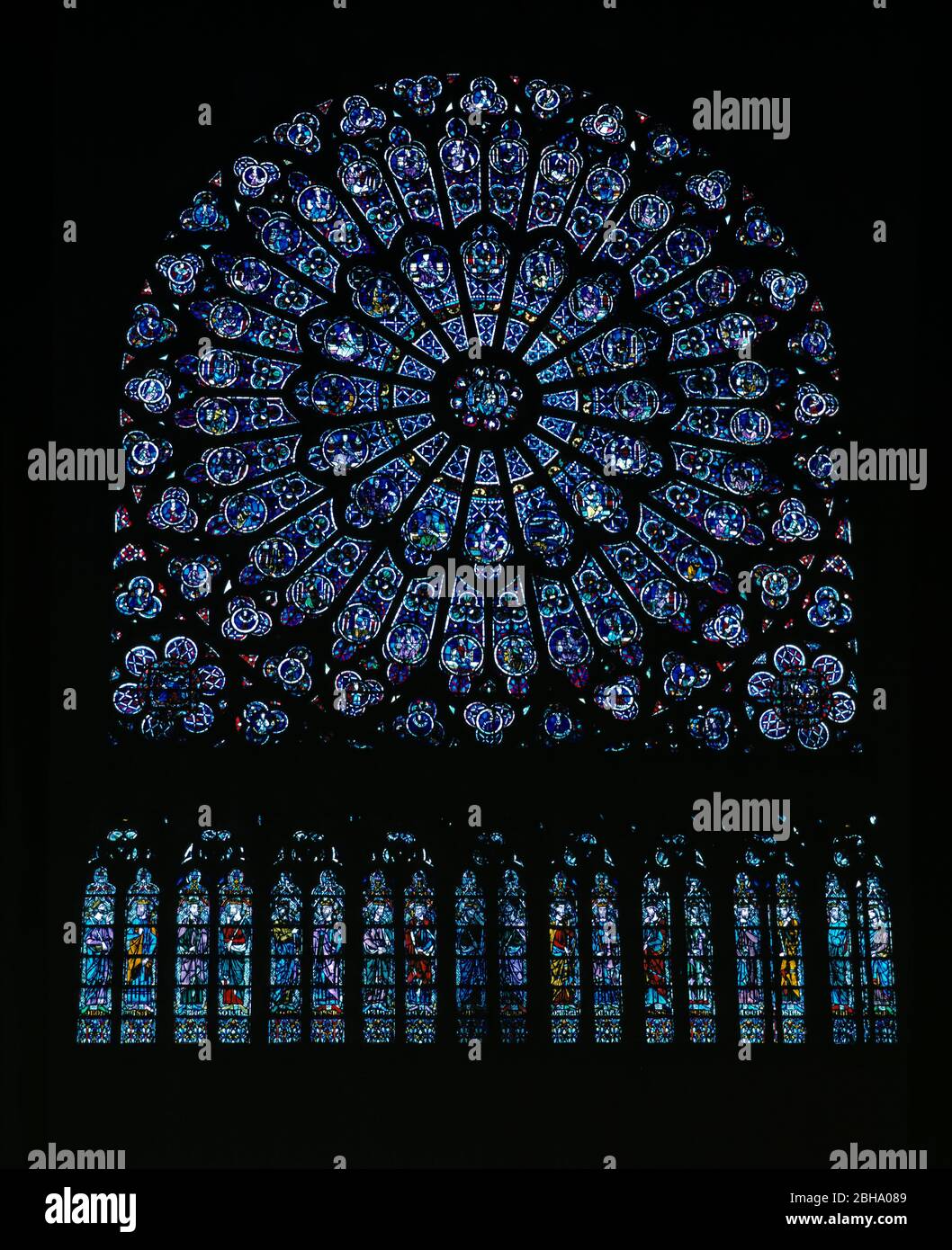 The North Rose Window (Rosetta) Notre Dame Cathedral. Paris. France. Stock Photo