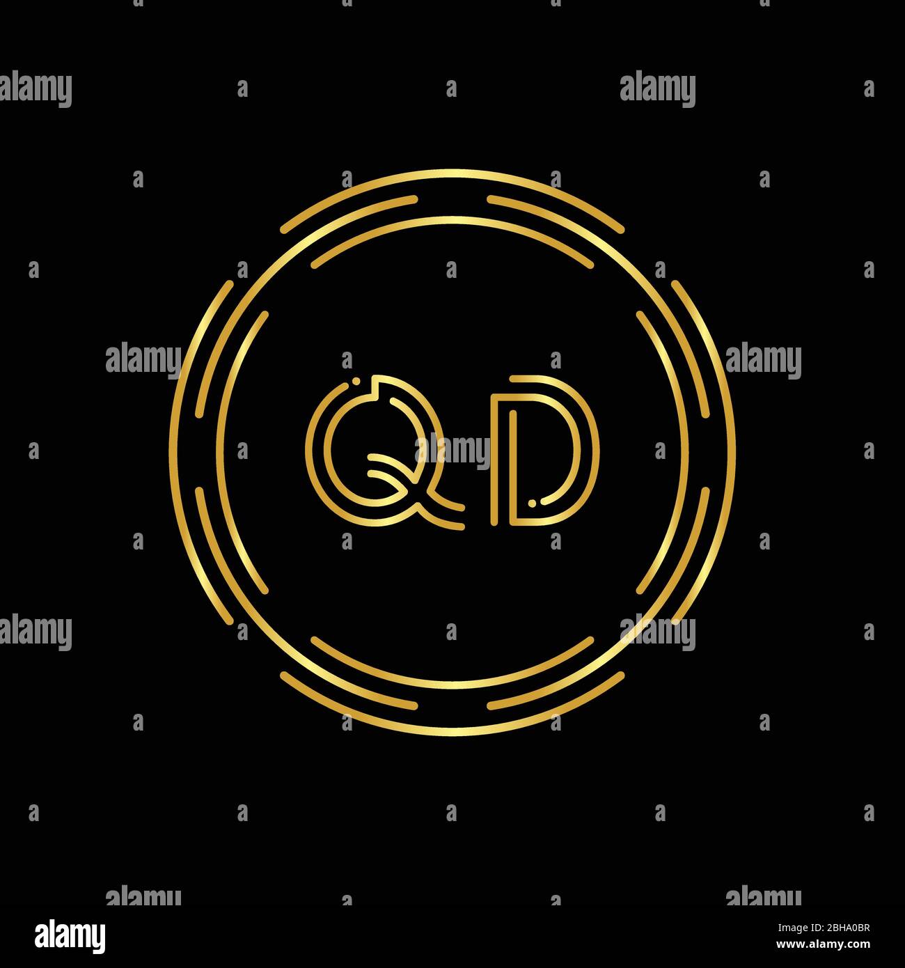 Initial Letter QD Logo Design Vector Template. Digital Abstract Circle ...