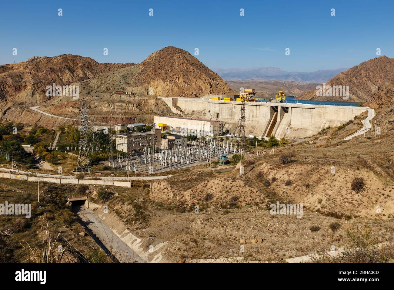 hydroelectric power station on Naryn river in Kyrgyzstan Stock Photo