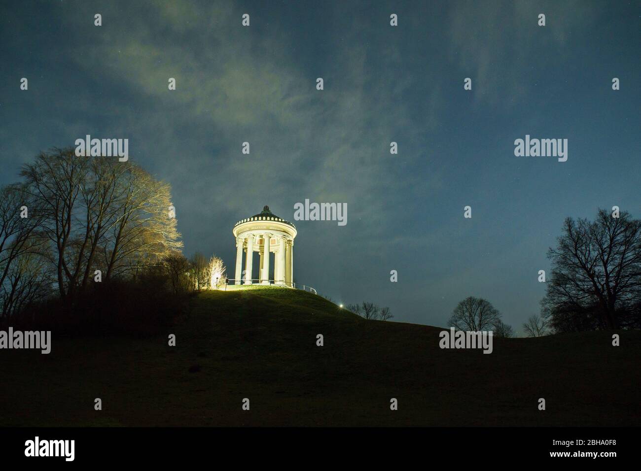 Monopteros in the English Garden at night Stock Photo