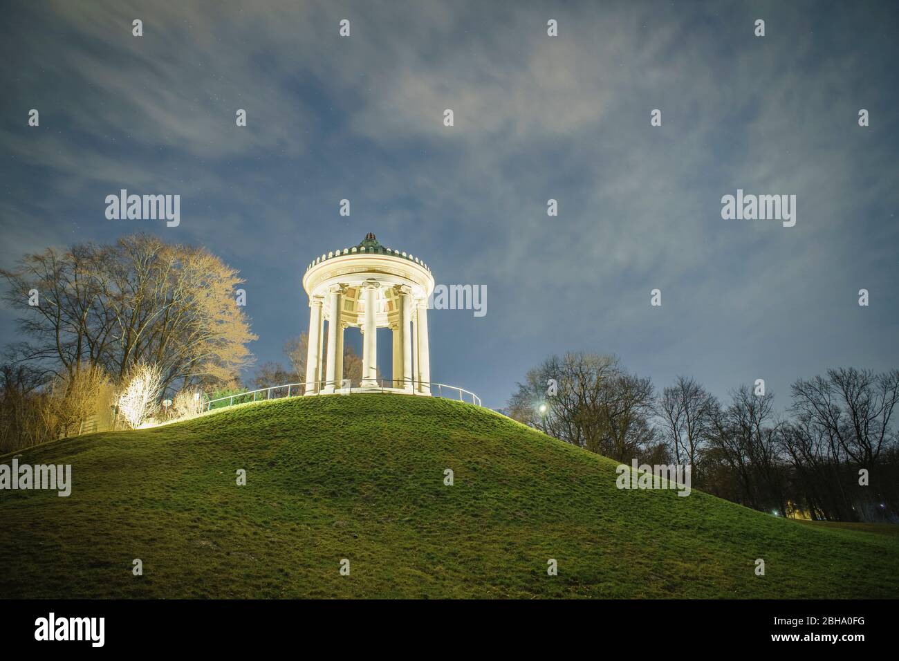 Monopteros in the English Garden at night Stock Photo