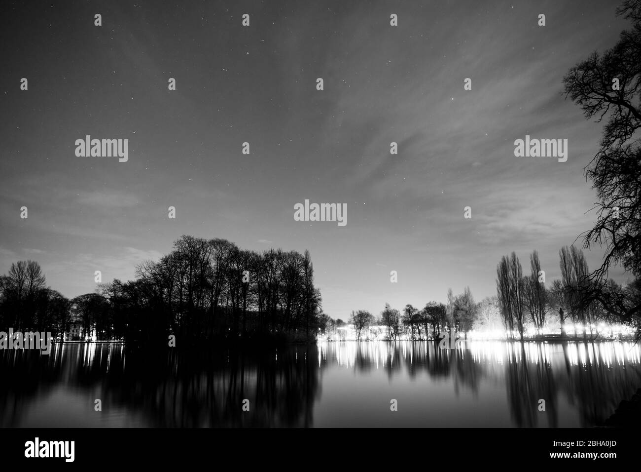 English garden at night Stock Photo