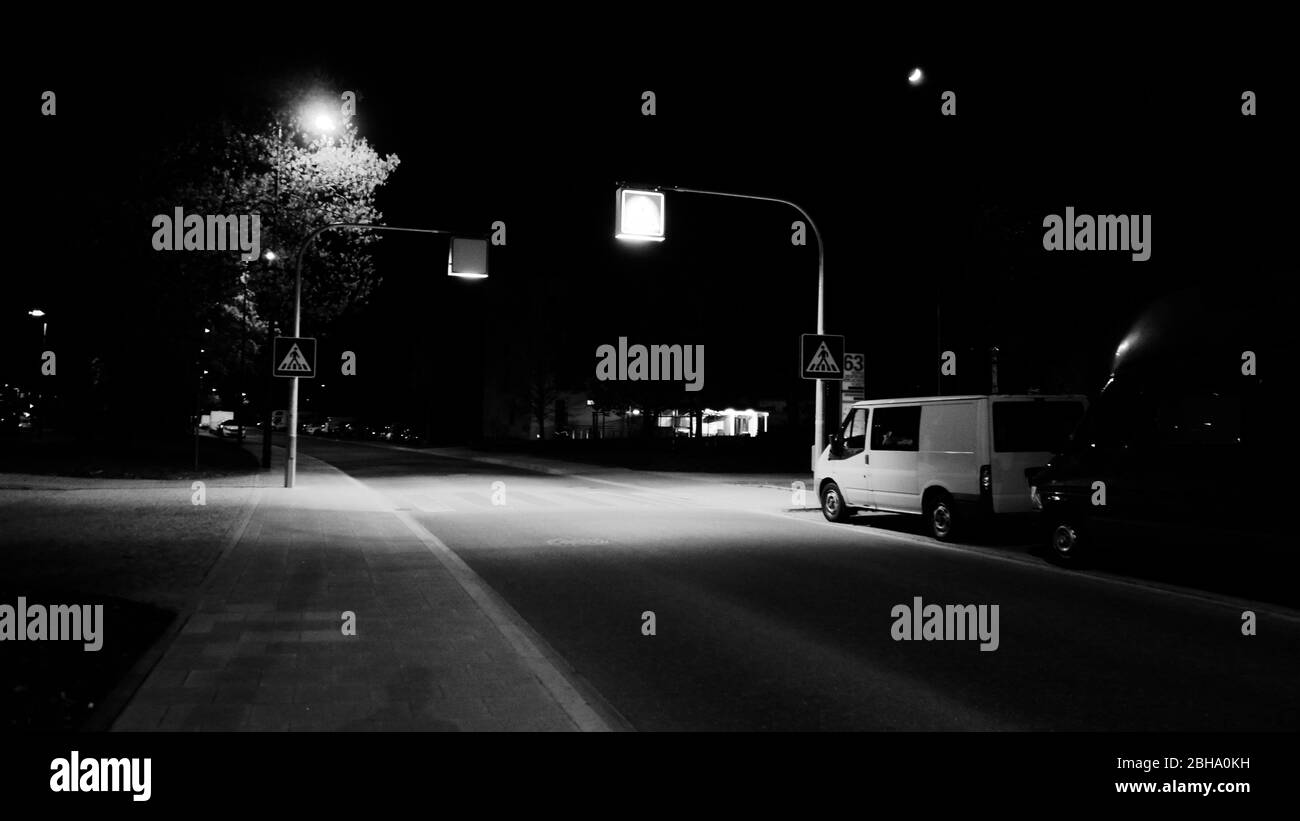 Zebra crossing at night Stock Photo