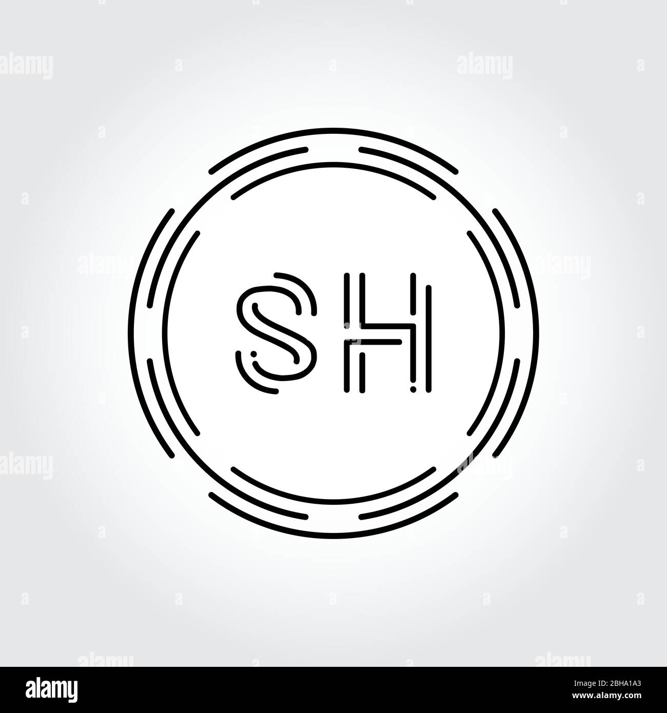 Initial SH Logo Design Creative Typography Vector Template. Digital