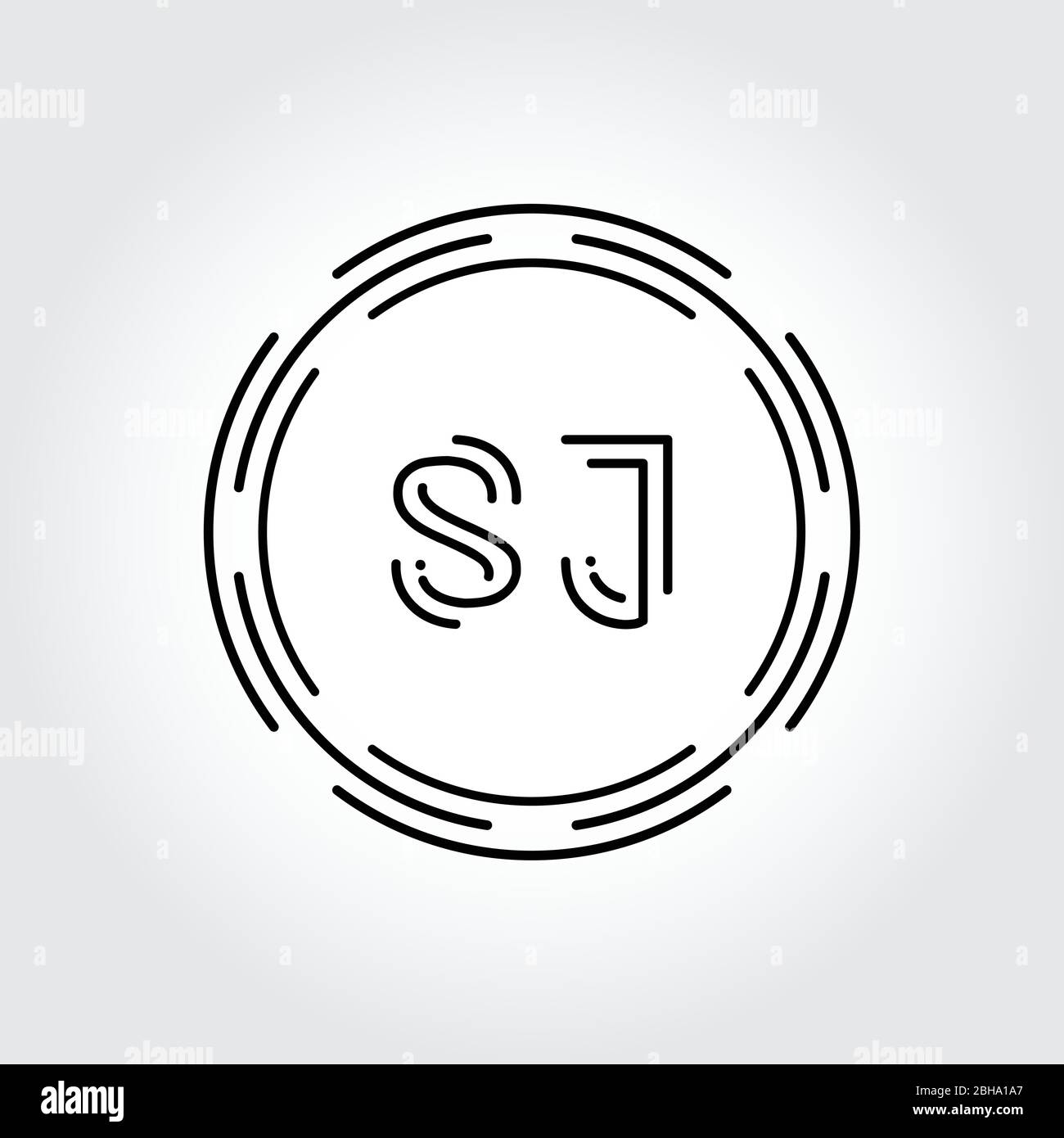 Initial SJ Logo Design Creative Typography Vector Template. Digital Abstract Letter SJ Logo Vector Illustration Stock Vector