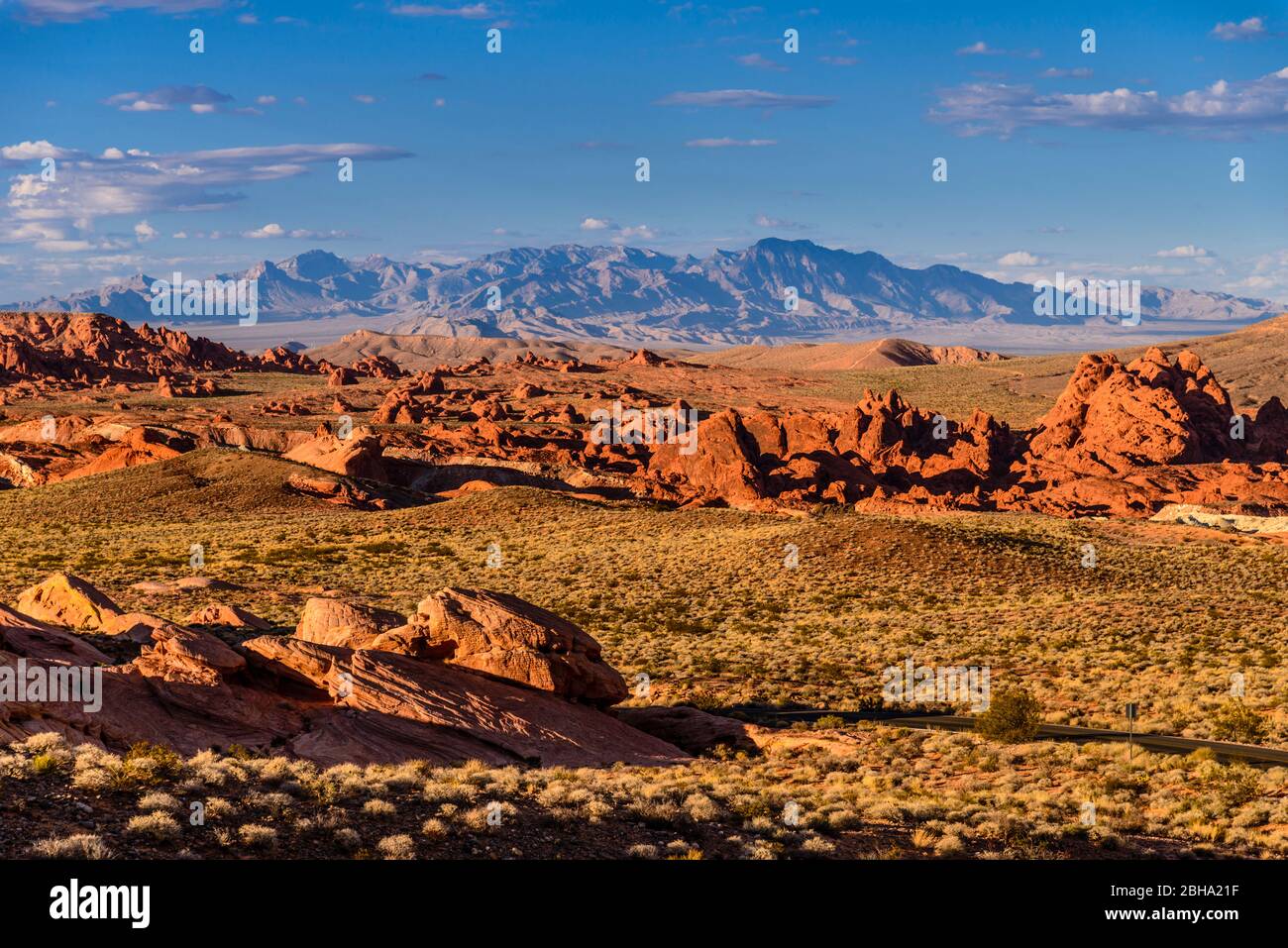 USA, Nevada, Clark County, Overton, Valley of Fire State Park, Felsformationen am White Domes Scenic Byway nahe White Domes Stock Photo