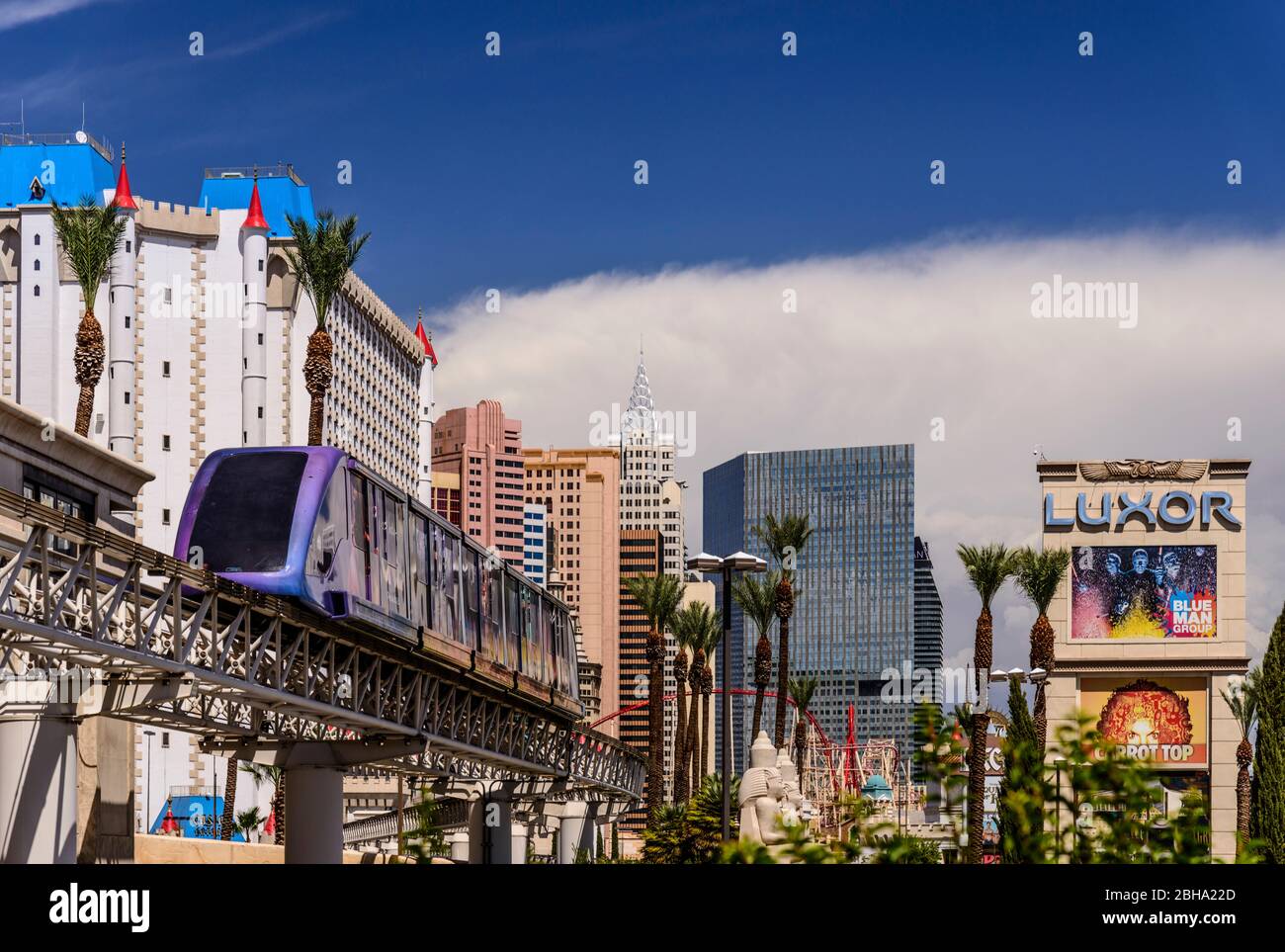 USA, Nevada, Clark County, Las Vegas, Las Vegas Boulevard, The Strip, Excalibur Hotel mit Monorail Stock Photo
