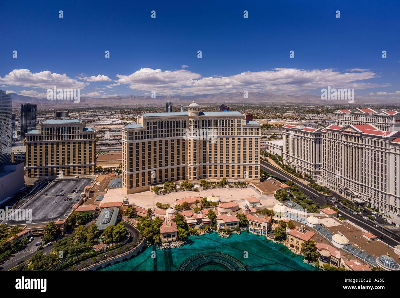 USA, Nevada, Clark County, Las Vegas, Las Vegas Boulevard, The Strip, Bellagio Hotel, Blick vom Paris Las Vegas Eiffel Tower Stock Photo