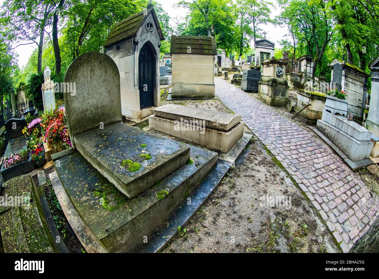 Grave site at Pere Lachaise Cemetery, Paris, France Stock Photo