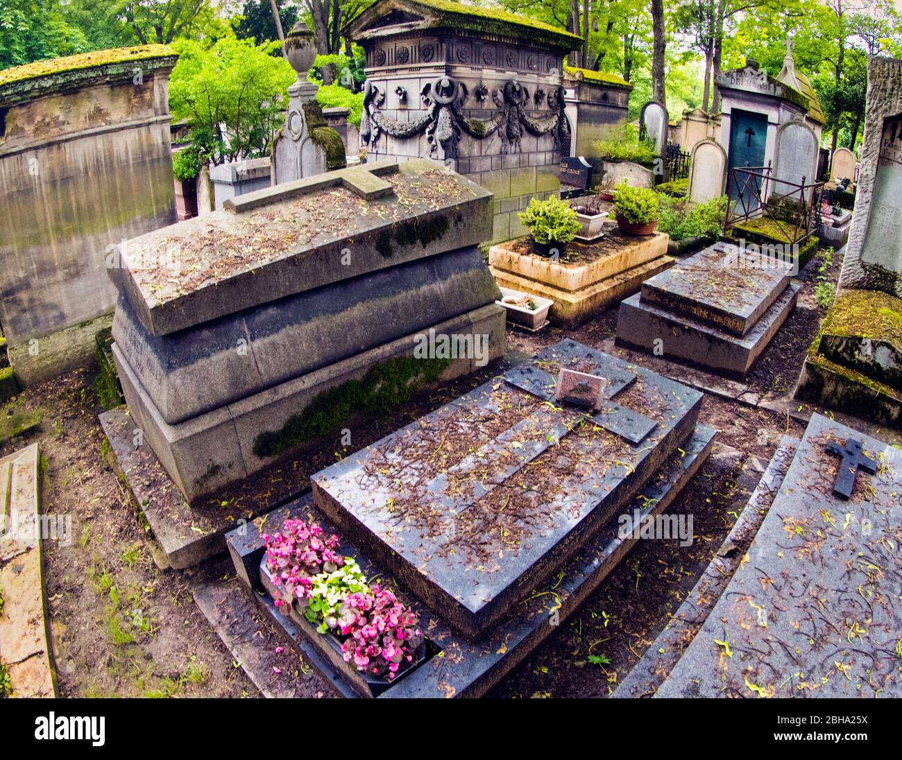 Grave site at Pere Lachaise Cemetery, Paris, France Stock Photo