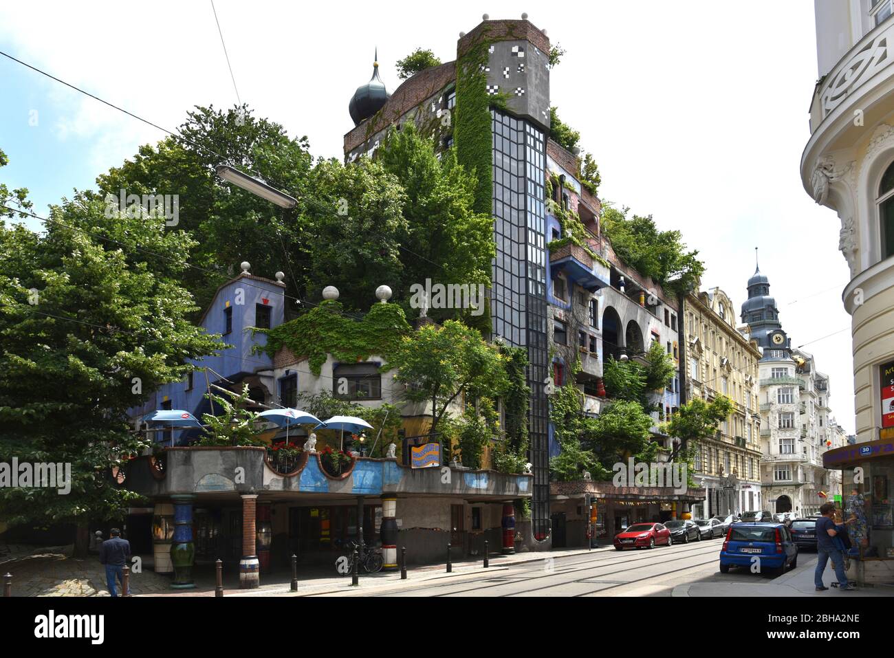 Austria, Vienna, Hundertwasserhaus, city center, 3rd district of Vienna, Kegelgasse 34 - 38, daylight, Stock Photo